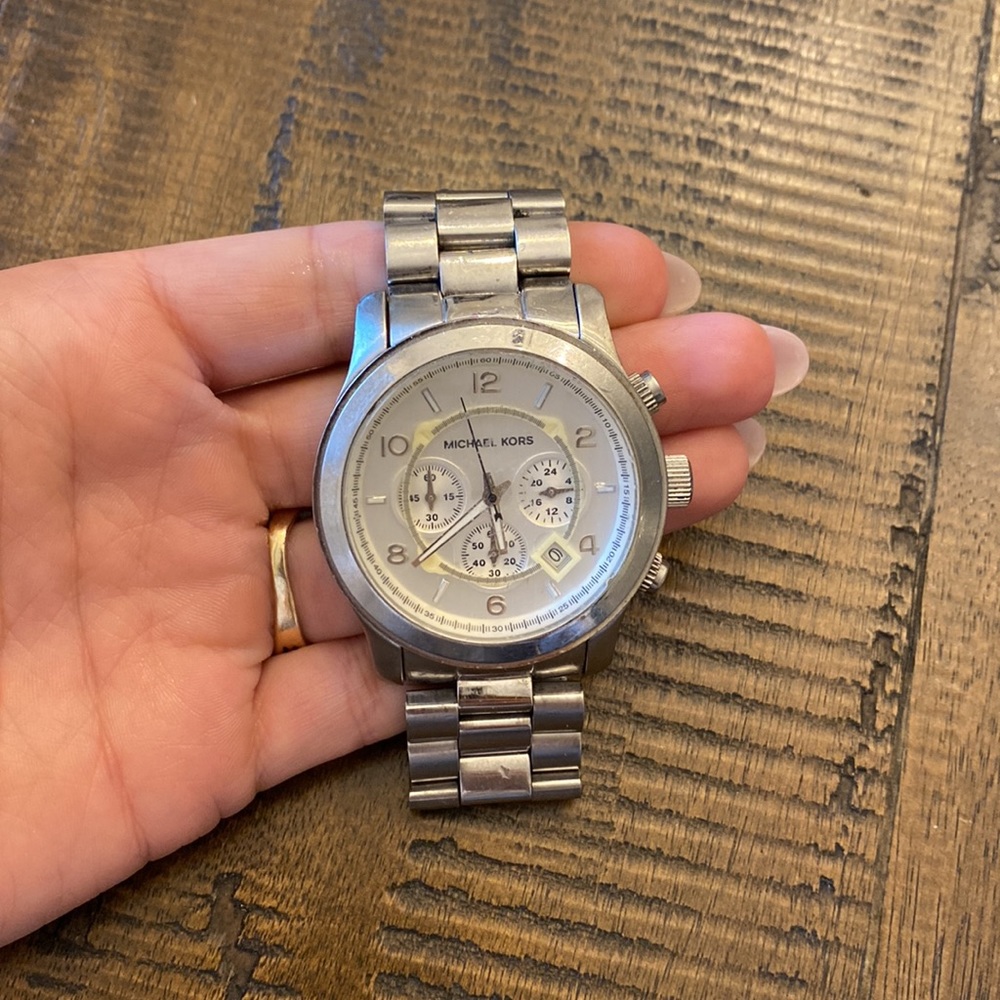 Michael Kors oversized silver watch
